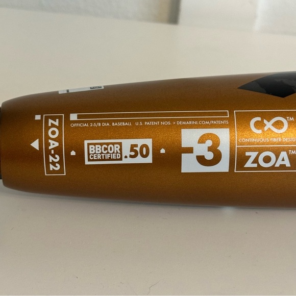 Demarini ZOA Drop -3 BBCOR Baseball Bat 33” 30oz ZOA-22 Composite 2022 LIKE NEW! - Picture 10 of 14